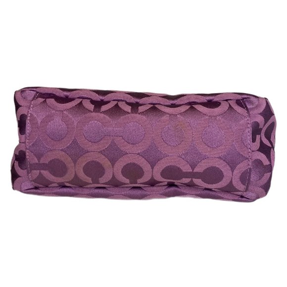 Coach Small Dark Pink Handbag Wristlet Fabric with Leather Handle Shoulder Strap - Picture 7 of 12